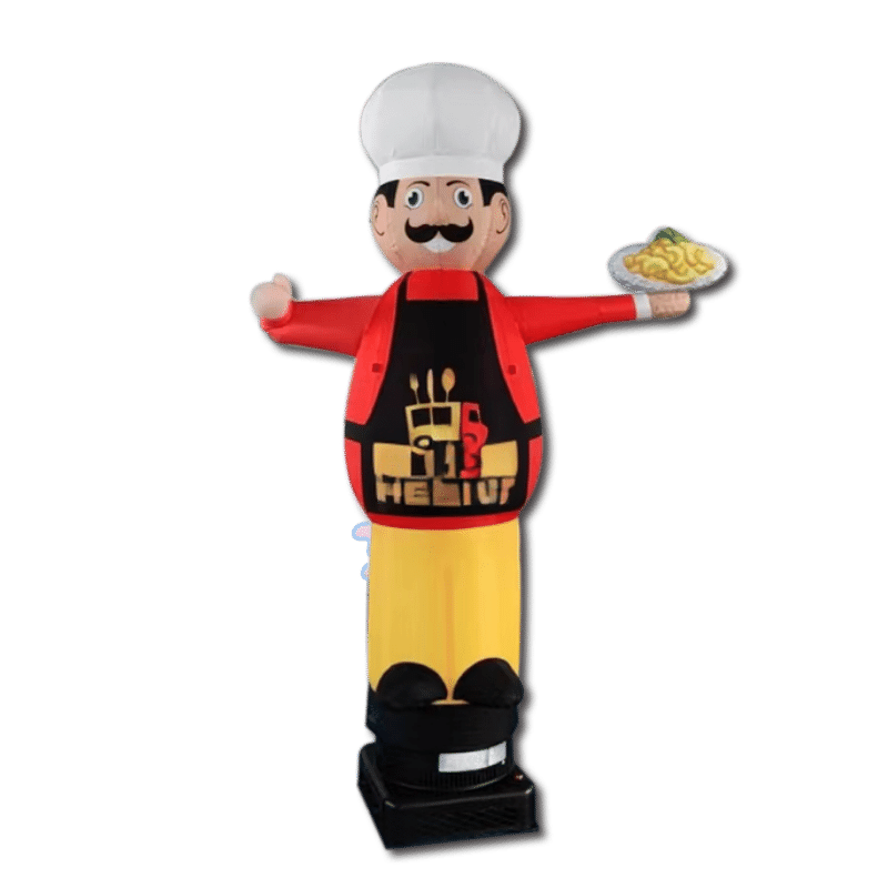 Waving inflatable puppet Chef with logo printing POS Advertising Inflatable24.com by Inflatable24.com