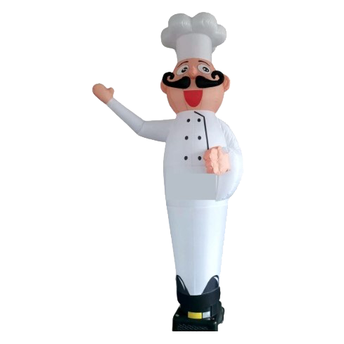 Waving inflatable puppet Chef with logo printing POS Advertising Inflatable24.com by Inflatable24.com